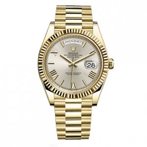 Rolex Day-Date 40 Automatique Plata Dial 18kt Or amarillo Réplique