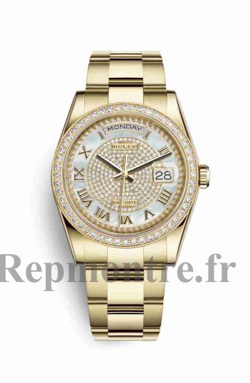 Réplique montre Rolex Day-Date 36 jaune 18 ct 118348 nacre blanche pavee Cadran m118348-0127 - Cliquez sur l'image pour la fermer