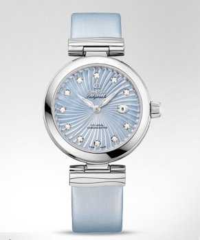 Réplique Omega DeVille Damesmatic Bleu Automatique diamant Montre 425.32.34.20.57.002
