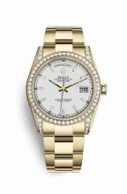 Réplique montre Rolex Day-Date 36 cosses en jaune de 118388 blanc Cadran