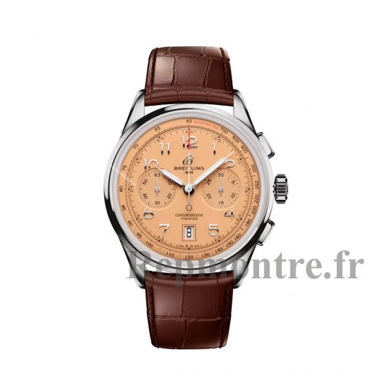 Breitling Premier B01 Chronographe 42 Acier Inoxydable Alligator Rose Mat AB0145331K1P2 - Cliquez sur l'image pour la fermer