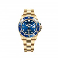 Réplique montre Rolex Submariner Date Or jaune 18 ct Lunette Cerachrom bleue m126618lb-0002