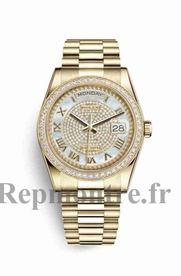 Réplique montre Rolex Day-Date 36 jaune 18 ct 118348 nacre blanche pavee Cadran m118348-0040 - Cliquez sur l'image pour la fermer