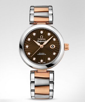 Réplique Omega DeVille Damesmatic marron Dial Two Tone Montre 425.20.34.20.63.001