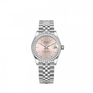 Réplique montre Rolex Datejust 31 Bracelet Jubile a cadran rose Rolesor blanc m278384rbr-0018