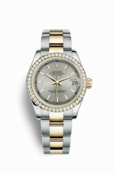 Réplique montre Rolex Datejust 31 Jaune Roles jaune 18 ct 178383 Cadran Argent