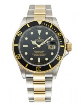 Réplique Rolex Submariner Noir Indice glace Cadran Oyster Bracelet Deux Tons 16613BK