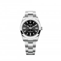 Réplique de Rolex Oyster Perpetual 34 Cadran Noir Brillant Oyster Bracele M124200-0002