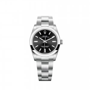 Réplique de Rolex Oyster Perpetual 34 Cadran Noir Brillant Oyster Bracele M124200-0002