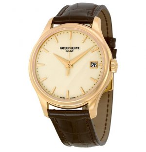 Réplique Patek Philippe Calatrava Mecanique Ivory Cadran Cuir 5227R-001