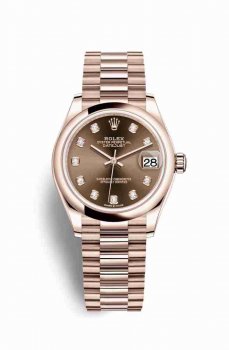 AAA de haute Réplique montre Rolex Datejust 31 Everose 278245 Set chocolat Cadran