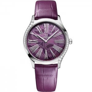 Omega De Ville Tresor 36 Acier inoxydable Alligator Pivoine Violette 428.18.36.60.10.003
