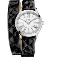 Omega Mini Tresor Quartz 26 Acier Inoxydable Diamant Blanc email Double Tour 428.17.26.60.04.007