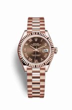 Réplique montre Rolex Datejust 28 Everose 279175 chocolat cadran m279175-0014