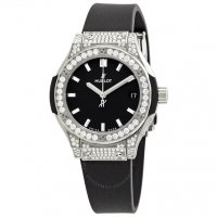 Replique Hublot Classic Fusion Black Dial Diamonds Ladies 581.NX.1171.RX.1704