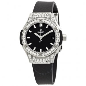 Replique Hublot Classic Fusion Black Dial Diamonds Ladies 581.NX.1171.RX.1704
