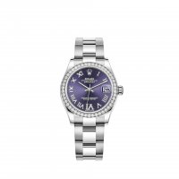 Réplique montre Rolex Datejust 31 Cadran blanc Rolesor aubergine serti de diamants m278384rbr-0029