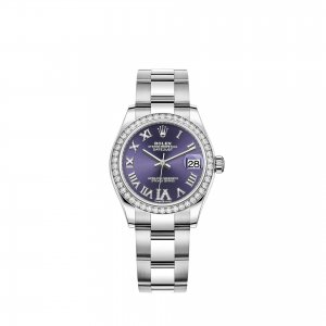 Réplique montre Rolex Datejust 31 Cadran blanc Rolesor aubergine serti de diamants m278384rbr-0029