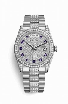 Réplique montre Rolex Day-Date 36 Cosses en blanc de 118389 Cadran de m118389-0020