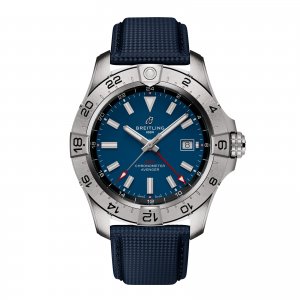 Breitling Avenger Automatique GMT 44mm Montre Replique Homme Cuir Bleu A32320101C1X1