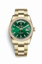 Réplique montre Rolex Day-Date 36 jaune 18 ct 118348 Cadran vert m118348-0225