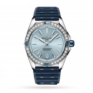 Breitling Super Chronomat Automatique 38 Bracelet en caoutchouc bleu Replique montre A17356531C1S1