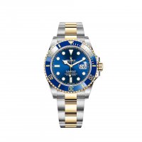 Réplique montre Rolex Submariner Date Jaune Rolesor Bleu Cerachrom Lunette 41mm