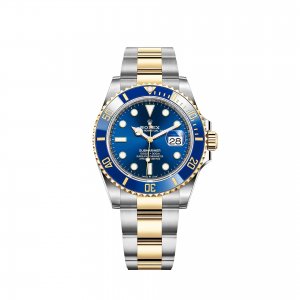 Réplique montre Rolex Submariner Date Jaune Rolesor Bleu Cerachrom Lunette 41mm