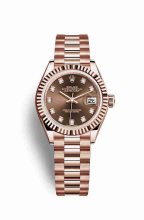 Réplique montre Rolex Datejust 28 Everose 279175 Set chocolat Cadran m279175-0016