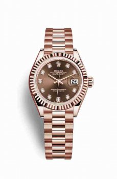 Réplique montre Rolex Datejust 28 Everose 279175 Set chocolat Cadran m279175-0016