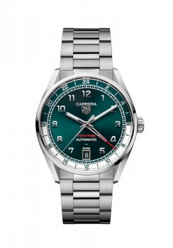 TAG Heuer Carrera Twin Time Bracelet en acier inoxydable vert sarcelle WDA2114.BA0043