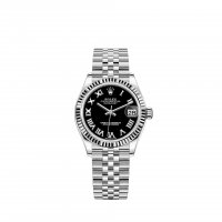 Réplique montre Rolex Datejust 31 Rolesor blanc cadran noir brillant