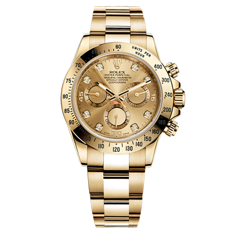 Réplique Rolex Cosmograph Daytona Champagne Diamants Cadran 18kt Montre Homme Or Jaune