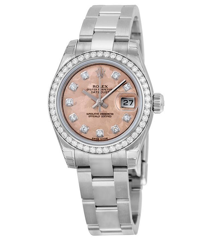 Réplique Rolex Dames Datejust Rose Crystal Cadran Acier et 18kt Blanc Or Diamant Dames 179384GCDO