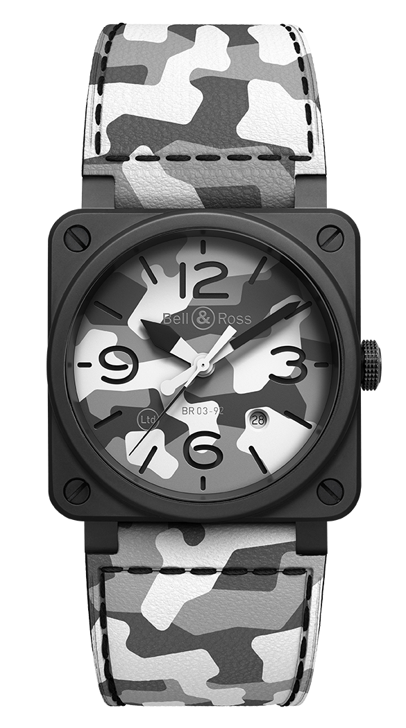 Réplique Montre Bell & Ross BR 03 92 White Camo Limited Edition BR0392-CG-CE / SCA