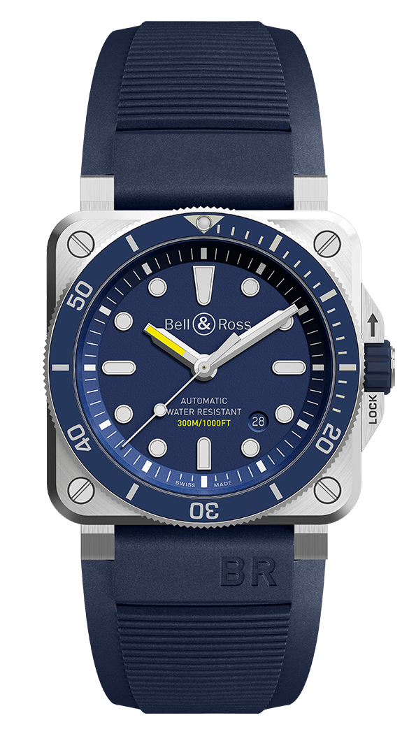 Réplique montre pour homme Bell & Ross Instruments BR 03-92 Diver Blue BR0392-D-BU-ST-SRB