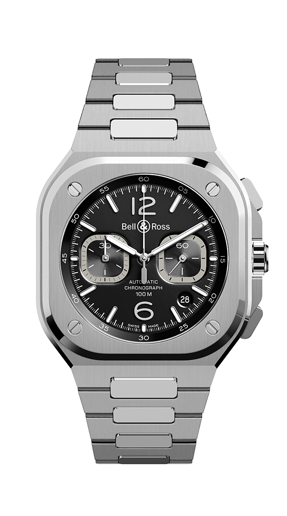Réplique Montre Bracelet Bell & Ross BR 05 Chrono Acier Noir BR05C-BL-ST / SST