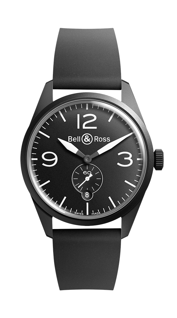 Réplique Montre Bell & Ross BR 123 Original Carbon Rubber Strap 41 mm BRV123-BL-CA / SRB