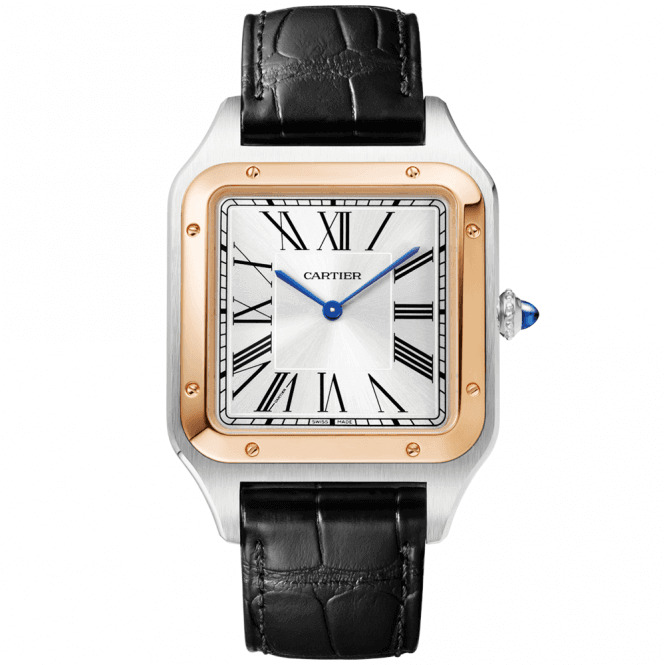 Cartier Santos Dumont XL acier et or rose 18 carats cadran argente W2SA0017