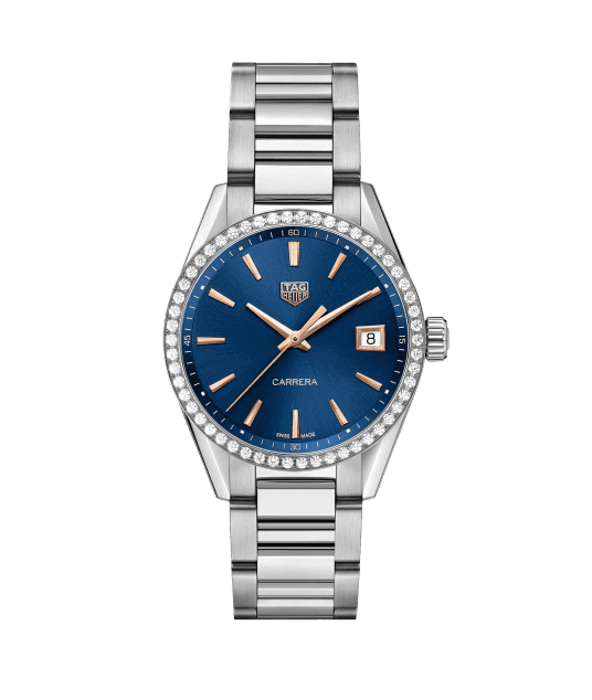 qualite superieure Réplique TAG Heuer Carrera Pour dames Quartz Cadran bleu avec diamants Bezel Unisex