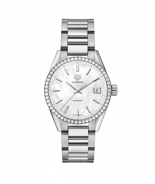 qualite superieure Réplique TAG Heuer Carrera Calibre 5 Pour dames Automatique Cadran blanc avec diamants WBK2316.BA0652