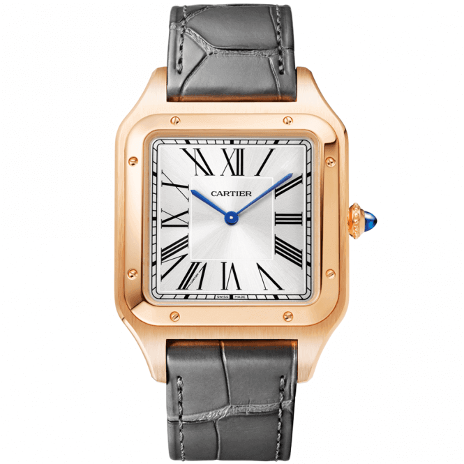 Cartier Santos Dumont XL 18ct or rose cadran argente WGSA0032