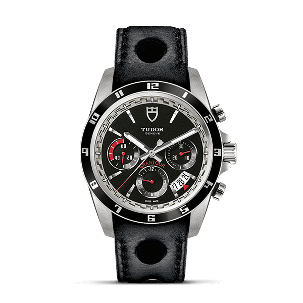 Réplique Tudor Grantour Chrono Bracelet en cuir a cadran noir M20530N-0009 Tudor