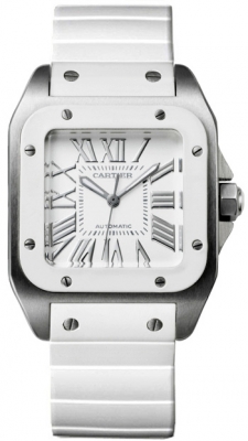 cartier santos 100 white rubber